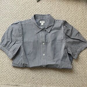J crew short sleeve button stripe top Nwt